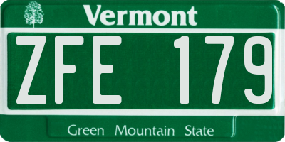VT license plate ZFE179