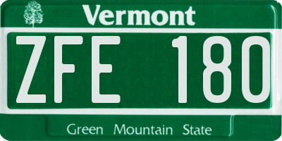VT license plate ZFE180