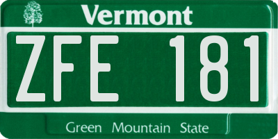 VT license plate ZFE181