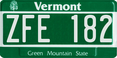 VT license plate ZFE182