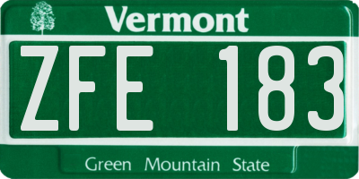 VT license plate ZFE183
