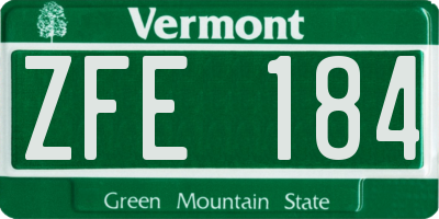 VT license plate ZFE184