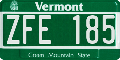 VT license plate ZFE185