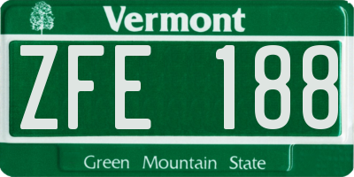VT license plate ZFE188