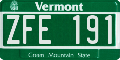 VT license plate ZFE191