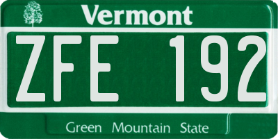 VT license plate ZFE192