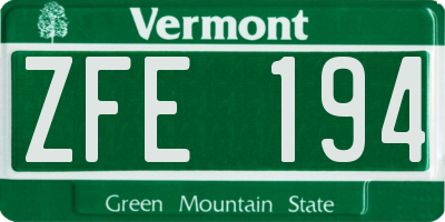 VT license plate ZFE194