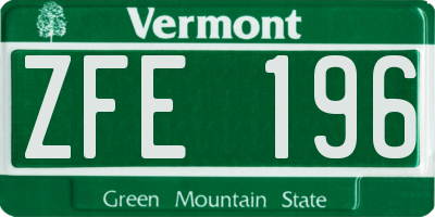 VT license plate ZFE196