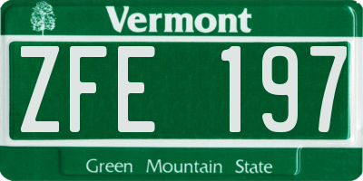 VT license plate ZFE197