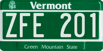 VT license plate ZFE201
