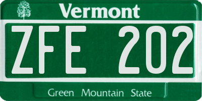 VT license plate ZFE202