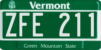 VT license plate ZFE211