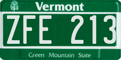 VT license plate ZFE213