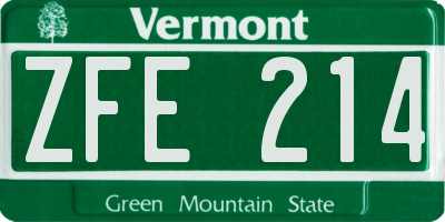 VT license plate ZFE214