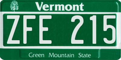 VT license plate ZFE215
