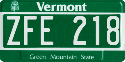 VT license plate ZFE218
