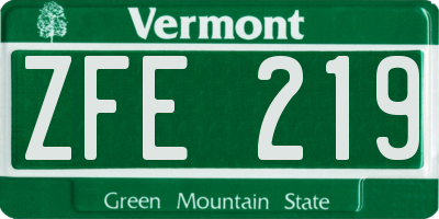 VT license plate ZFE219