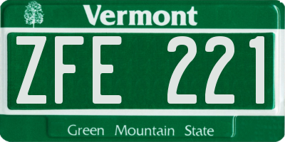 VT license plate ZFE221