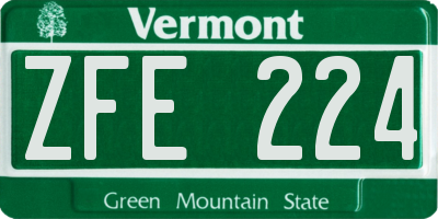 VT license plate ZFE224