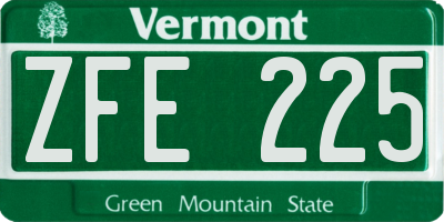 VT license plate ZFE225