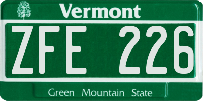 VT license plate ZFE226