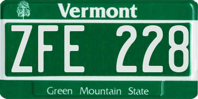 VT license plate ZFE228