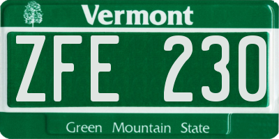 VT license plate ZFE230