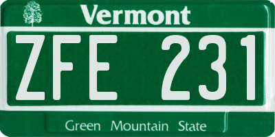 VT license plate ZFE231