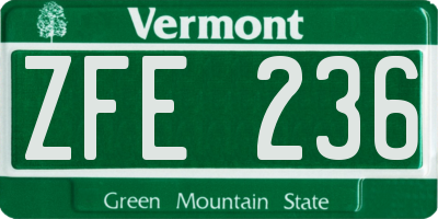 VT license plate ZFE236