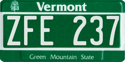 VT license plate ZFE237