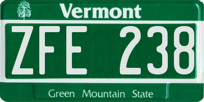 VT license plate ZFE238