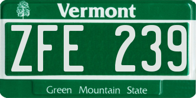 VT license plate ZFE239
