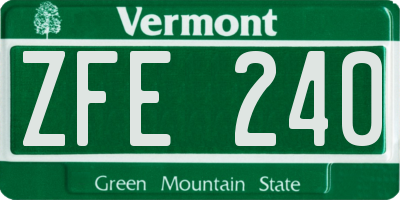 VT license plate ZFE240
