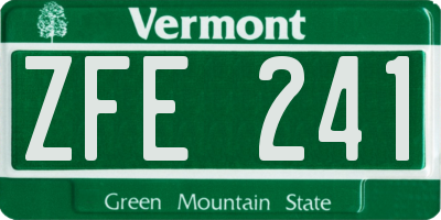 VT license plate ZFE241
