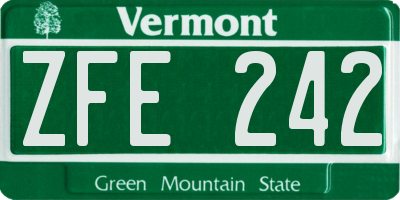 VT license plate ZFE242