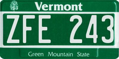 VT license plate ZFE243