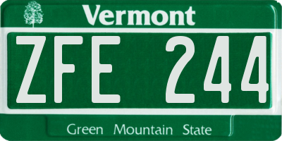 VT license plate ZFE244