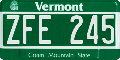 VT license plate ZFE245