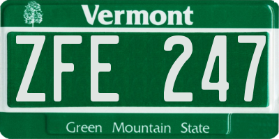 VT license plate ZFE247