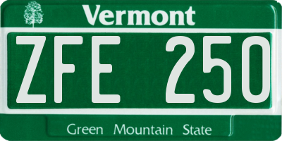 VT license plate ZFE250