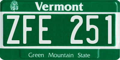 VT license plate ZFE251