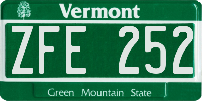 VT license plate ZFE252