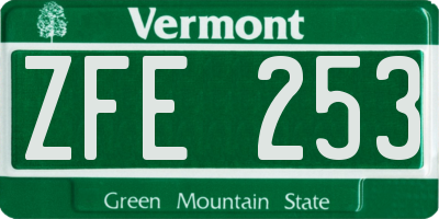 VT license plate ZFE253