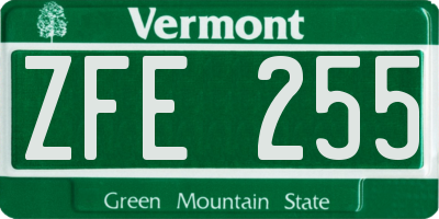 VT license plate ZFE255