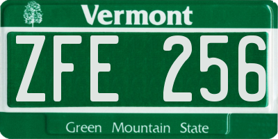 VT license plate ZFE256