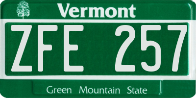 VT license plate ZFE257