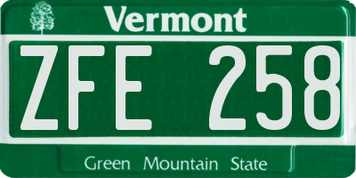 VT license plate ZFE258
