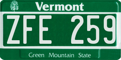 VT license plate ZFE259