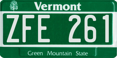 VT license plate ZFE261