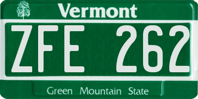 VT license plate ZFE262